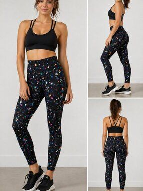 Fabletics Confetti Print Leggings High Rise Workout Yoga Pants Medium